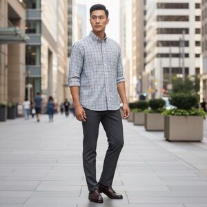 Peter Millar Nanoluxe Easy Care Button Down Sz XL Blue Check